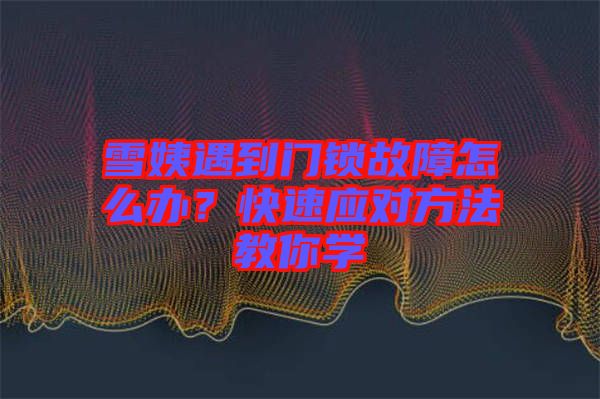 雪姨遇到門鎖故障怎么辦？快速應對方法教你學