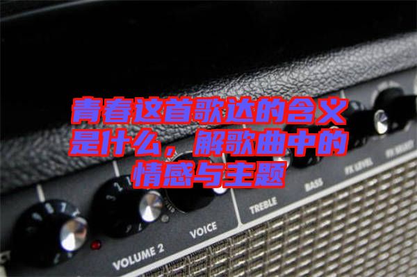 青春這首歌達的含義是什么，解歌曲中的情感與主題